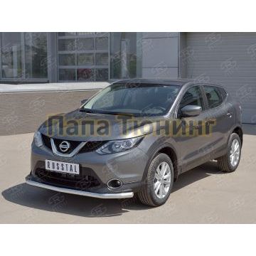 Защита переднего бампера d57 РусСталь для Nissan Qashqai (СПБ) 2015-2019