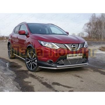 Защита передняя двойная 42-42 мм ТСС для Nissan Qashqai (СПБ) 2015-2019 Защита передняя двойная 42-42 мм ТСС для Nissan Qashqai (СПБ) 2015-2019