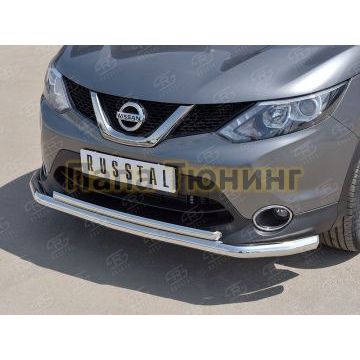 Защита передняя двойная d57-d42 РусСталь для Nissan Qashqai (СПБ) 2015-2019