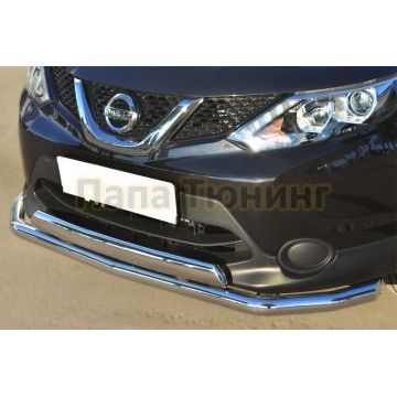 Защита передняя двойная 63-75х42 мм секции-дуга для Nissan Qashqai (СПБ) 2015-2019
