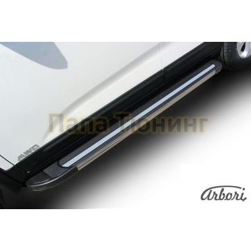 Пороги алюминиевые Arbori Luxe Black черные для Kia Sorento 2012-2020