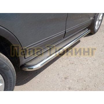 Пороги с площадкой нержавеющий лист 60 мм ТСС для Kia Sorento 2012-2020 Пороги с площадкой нержавеющий лист 60 мм ТСС для Kia Sorento 2012-2020