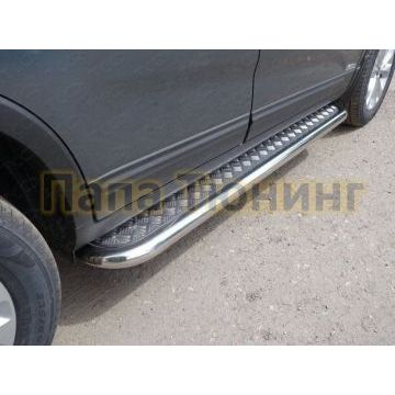 Пороги с площадкой алюминиевый лист 60 мм ТСС для Kia Sorento 2012-2020 Пороги с площадкой алюминиевый лист 60 мм ТСС для Kia Sorento 2012-2020