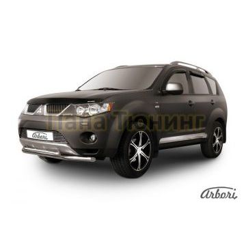 Защита передняя двойная 57-42 мм Slitkoff для Mitsubishi Outlander XL 2006-2009 Защита передняя двойная 57-42 мм Slitkoff для Mitsubishi Outlander XL 2006-2009