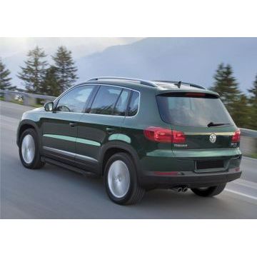Пороги алюминиевые Rival Black Start для Volkswagen Tiguan 2007-2016