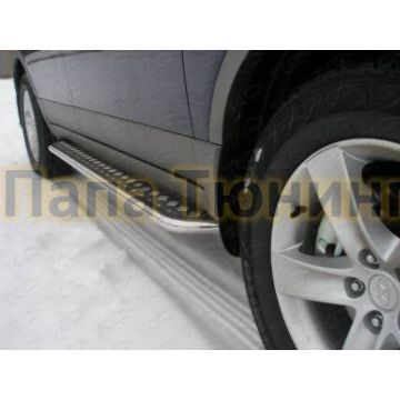 Пороги с площадкой алюминиевый лист 42 мм ТСС для Hyundai ix55 2009-2013 Пороги с площадкой алюминиевый лист 42 мм ТСС для Hyundai ix55 2009-2013