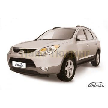 Защита переднего бампера чёрная сталь 57 мм Slitkoff для Hyundai ix55 2009-2013 Защита переднего бампера чёрная сталь 57 мм Slitkoff для Hyundai ix55 2009-2013