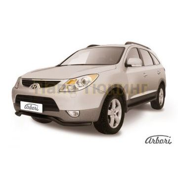 Защита передняя чёрная сталь волна 57 мм Slitkoff для Hyundai ix55 2009-2013 Защита передняя чёрная сталь волна 57 мм Slitkoff для Hyundai ix55 2009-2013