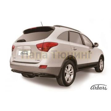 Защита заднего бампера чёрная сталь 57 мм Slitkoff для Hyundai ix55 2009-2013 Защита заднего бампера чёрная сталь 57 мм Slitkoff для Hyundai ix55 2009-2013