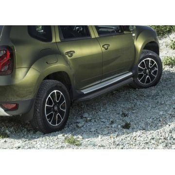 Пороги алюминиевые Rival Black-Premium для Nissan Terrano 2014-/Renault Duster 2011-/Renault Kaptur 2020-/Renault Arkana 2019-
