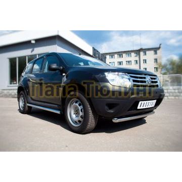 Защита переднего бампера короткая d57 РусСталь для Renault Duster 2011-2015