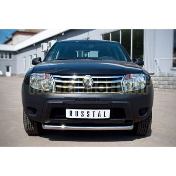Защита переднего бампера короткая d57 РусСталь для Renault Duster 2011-2015