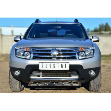 Защита переднего бампера с зубами d42 РусСталь для Renault Duster 2011-2015
