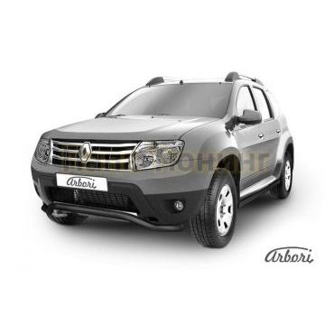 Защита передняя чёрная сталь волна 57 мм Slitkoff для Renault Duster 2011-2015