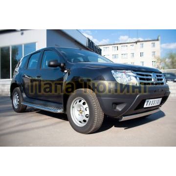 Защита передняя овальная 75х42 мм РусСталь для Renault Duster 2011-2015