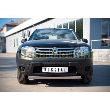 Защита передняя овальная 75х42 мм РусСталь для Renault Duster 2011-2015