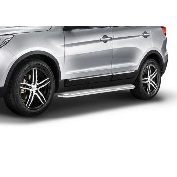 Пороги с площадкой нержавеющий лист 57 мм Rival для Lifan X70 2018-