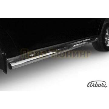 Пороги труба с накладками 76 мм Slitkoff для Mitsubishi Pajero Sport 1998-2007 Пороги труба с накладками 76 мм Slitkoff для Mitsubishi Pajero Sport 1998-2007