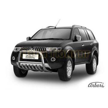 Кенгурин низкий с клыками 57 мм Slitkoff для Mitsubishi Pajero Sport 1998-2007 Кенгурин низкий с клыками 57 мм Slitkoff для Mitsubishi Pajero Sport 1998-2007