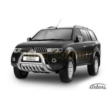 Кенгурин низкий с клыками 76 мм Slitkoff для Mitsubishi Pajero Sport 1998-2007 Кенгурин низкий с клыками 76 мм Slitkoff для Mitsubishi Pajero Sport 1998-2007