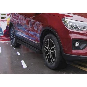 Пороги алюминиевые Rival Black Start овальные для Lifan X70 2018-