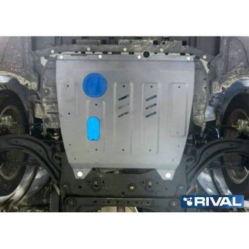 Защита картера + КПП Rival алюминий 4 мм для Nissan Tiida, V -1.6; АКПП 2015-2016