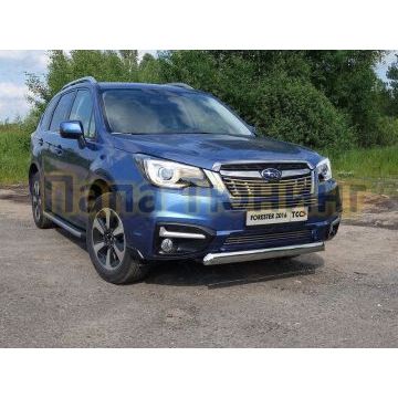 Защита передняя овальная короткая 75х42 мм ТСС для Subaru Forester 2016-2018 Защита передняя овальная короткая 75х42 мм ТСС для Subaru Forester 2016-2018