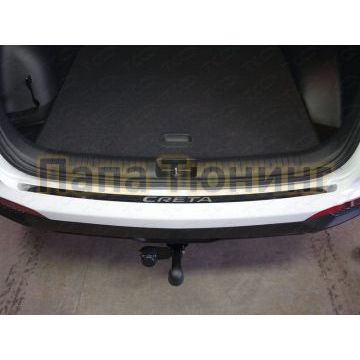 Накладка на задний бампер с надписью Creta зеркальный лист ТСС для Hyundai Creta 2016-2021