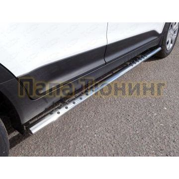 Пороги труба овальная с проступью 75х42 мм ТСС для Hyundai Creta 2016-2021 Пороги труба овальная с проступью 75х42 мм ТСС для Hyundai Creta 2016-2021
