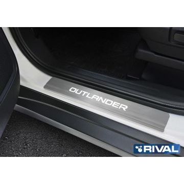 Накладки порогов Rival с надписью 4 штуки для Mitsubishi Outlander 2015-