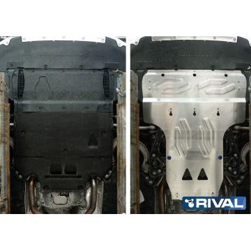 Защита картера + КПП алюминий 4 мм RIVAL для Audi A6 Allroad, V - 3.0 2012-/Audi A6, V - 2.0 (180 л.с.) АКПП; 3.0 2011-2018/Audi A7, V - 3.0 2010-2018/