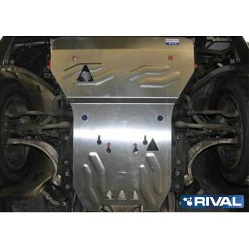 Защита картера + КПП алюминий 4 мм RIVAL для Audi A8, V - 3.0; 4.0; 4.2 2010-2018