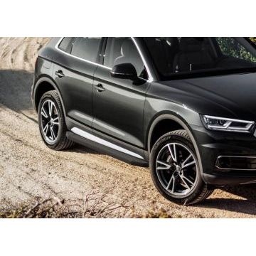 Пороги алюминиевые Rival Black-Premium для Audi Q5 2016-