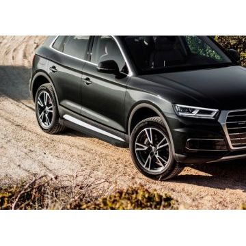 Пороги алюминиевые Rival Black New для Audi Q5 2016-