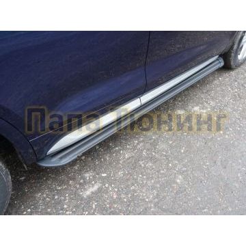 Пороги алюминиевые Slim Line Black ТСС для Audi Q5 2016- Пороги алюминиевые Slim Line Black ТСС для Audi Q5 2016-