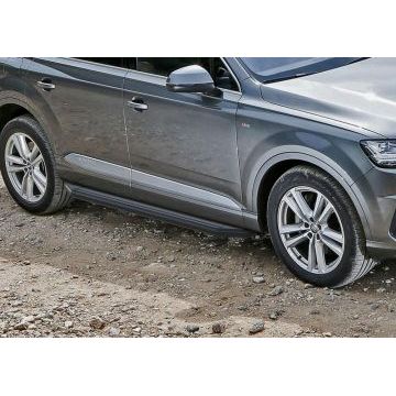 Пороги алюминиевые Rival Black-Premium для Audi Q7 2015-