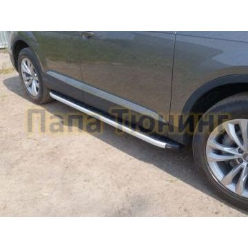 Пороги алюминиевые ТСС с накладкой для Audi Q7 2015-