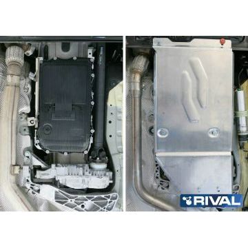 Защита КПП + РК алюминий 4 мм RIVAL для BMW 3 GT, 328i; 320i; 320d; полный привод 2013-/BMW 3-series, 328d; 320i; 320d; полный привод 2012-2019