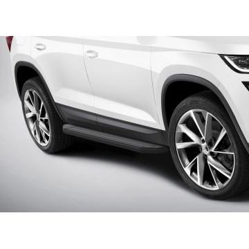 Пороги алюминиевые Rival Black-Premium для Skoda Kodiaq 2017-