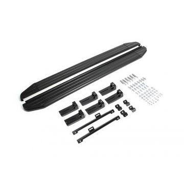 Пороги алюминиевые Rival Black-Premium для Skoda Kodiaq 2017-