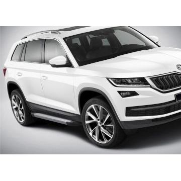 Пороги алюминиевые Rival Silver New для Skoda Kodiaq 2017-