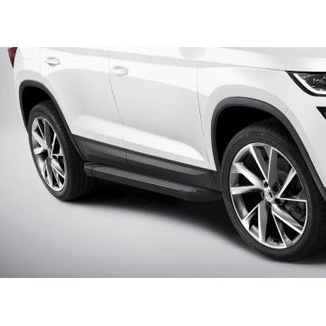 Пороги алюминиевые Rival Black New для Skoda Kodiaq 2017-
