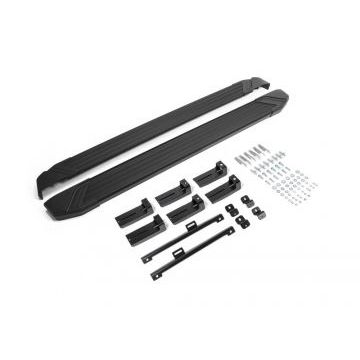 Пороги алюминиевые Rival Black New для Skoda Kodiaq 2017-