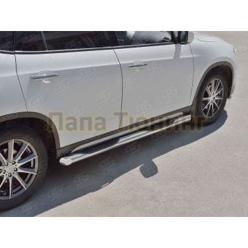 Пороги труба с накладками d76 вариант 1 РусСталь для Brilliance V5 2014-