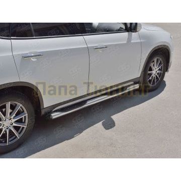 Пороги труба с накладками d76 вариант 2 РусСталь для Brilliance V5 2014-