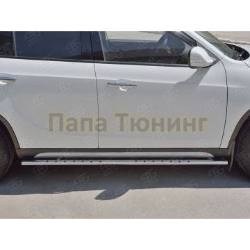 Пороги труба овальная с проступью 75х42 мм РусСталь для Brilliance V5 2014-