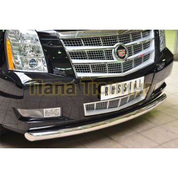 Защита переднего бампера d76 дуга РусСталь для Cadillac Escalade 2006-2015