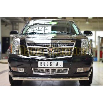 Защита переднего бампера d76 дуга РусСталь для Cadillac Escalade 2006-2015