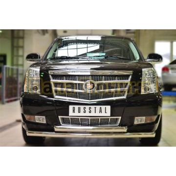 Защита передняя двойная 76-d76 дуга РусСталь для Cadillac Escalade 2006-2015