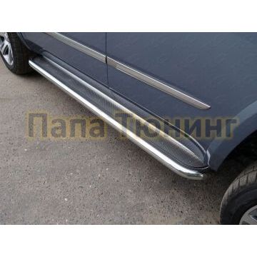 Пороги с площадкой нержавеющий лист 60 мм ТСС для Cadillac Escalade 2015- Пороги с площадкой нержавеющий лист 60 мм ТСС для Cadillac Escalade 2015-